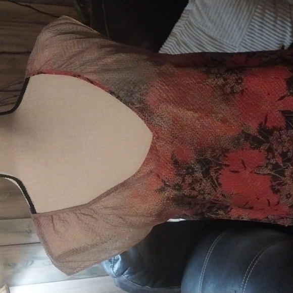 Hugo Boss Orange Floral Sleeveless Key Hole on the Back Silk Mini Dress Size 2 - Picture 2 of 10